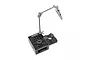 Boom Racing Kudo multifunctional soldering jig featuring a black aluminum base with various holes and a single adjustable metal helping hand arm.