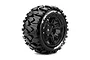 A single Louise X-Rowdy RC tyre mounted on a black spoked rim, featuring aggressive tread patterns and white branding on the sidewall.