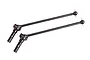 Two black steel CVD driveshafts for Traxxas RC vehicles, shown against a plain white background.