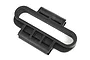 A black plastic Traxxas rear bumper mount component shown from an angled perspective against a white background.