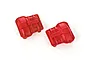 Two bright red Traxxas axle covers for RC vehicles, shown from a top-down perspective on a white background.