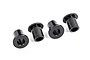 Four black flanged bushings arranged in a row against a white background.