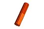A single orange anodized aluminium GTX shock body for Traxxas RC vehicles, featuring a threaded upper section.