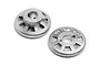 Two silver metal slipper clutch hub components for an HPI Savage XS RC car, shown on a plain white background.
