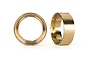 Two circular brass wheel weights for RC cars shown from front and side angles against a white background.