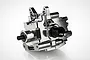A silver Rovan aluminium front complete gearbox for an RC car, featuring a polished metal finish and black drive components.