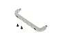 A silver aluminium front roll cage support bar for an RC car, shown with two small black screws on a white background.