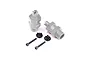 A pair of Rovan silver aluminium front wheel extensions with matching black screws and end caps on a white background.