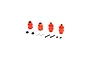 Rovan red aluminium extended shaft kit including four red hex adapters, pins, and screws on a white background.
