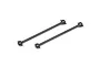 Two black metal RC car driveshafts with ball joints at each end, isolated on a white background.