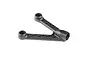 A black carbon fibre RC suspension arm with a Y-shape design, featuring two mounting points and a central pivot housing.