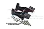 GPM Racing black wing mount set for RC cars, including mounting hardware and screws on a white background.