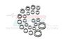 A collection of 22 various sized metal ball bearings arranged on a white background with a faint GPM Racing logo watermark.