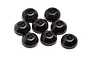 Eight black rubber bump stops for HPI Savage XS RC cars arranged on a white background.