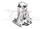 GPM Racing silver aluminium back motor mount for RC cars, shown with included screws and washers against a white background.
