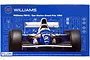Front view of the Fujimi 1/20 Williams FW16 San Marino Grand Prix 1994 model kit box, featuring a blue background with a technical drawing overlay.