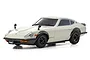 A white Kyosho Mini-Z Nissan Fairlady 240ZG RC body shell on a white background.