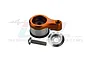 GPM Racing orange aluminium 20T servo horn with servo saver assembly, including a screw and washer, on a white background.