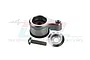 GPM Racing silver aluminium 20T servo horn with servo saver components including a screw and washer, set against a white background.