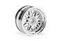 A single HPI HRE C90 RC car rim featuring a white multi-spoke center and a deep-dish chrome outer rim.