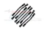 A set of silver aluminium adjustable suspension linkages for an RC car, featuring black plastic rod ends on each side.
