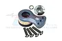 GPM Racing grey aluminium 25T servo horn with mounting hardware, including screws and a washer, on a white background.