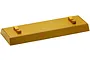 A gold-coloured rectangular display stand for a model ship, featuring two small supports on a flat base.