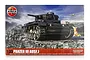 Airfix 1/35 scale Panzer III Ausf J model kit box art showing a dark grey tank in a snowy, war-torn landscape with an aircraft overhead.