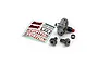 ARRMA metal slipper clutch and input gear upgrade kit including a decal sheet on a white background.