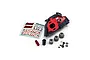 ARRMA Metal Slipper Upgrade Kit components including a motor mount, pinions, hardware, and a decal sheet on a white background.