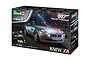 Revell 1/24 scale BMW Z8 model kit box from The World Is Not Enough, featuring a silver BMW Z8 on a wooden dock with a helicopter overhead.