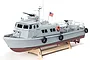 Pro Boat PCF Mark 1 RC patrol boat model on a wooden display stand against a white background.