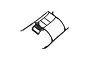 A black plastic helicopter landing skid and battery mount assembly for an RC helicopter.