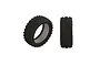Two black ARRMA 3.2 inch 2HO off-road RC tyres with aggressive tread patterns and white foam inserts visible inside, isolated on a white background.