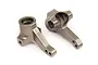 Two bronze-coloured aluminium steering hubs for an HPI Bullet RC car, shown from a high-angle studio view against a white background.