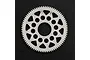 A white Delrin 78T 64dp spur gear for RC cars, featuring a lightweight design with circular and triangular cutouts, set against a black textured background.