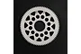 A white Delrin 82T 64dp spur gear for RC cars, featuring a circular design with weight-reduction holes, centered on a black background.