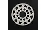 A white Delrin 84T spur gear for RC cars, featuring a circular design with multiple cutouts and the number 84 printed on the surface.