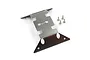 Yeah Racing stainless steel centre skid plate for RC cars with four included mounting screws on a white background.