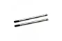 Two silver metal RC shock shafts with threaded ends and grooved tips against a white background.