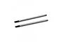 Two silver steel RC shock shafts with threaded ends and grooved tops, isolated on a white background.