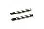 Two silver steel RC shock shafts with threaded ends and grooved tops against a white background.