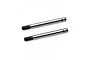 Two silver steel RC shock shafts with threaded ends and grooved tops, isolated on a white background.