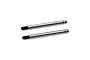 Two silver steel RC shock shafts with black threaded ends, shown against a plain white background.