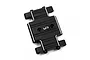 A black aluminium centre skid plate for an RC car by Yeah Racing, featuring silver chamfered edges and the YR logo.