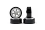 Four 1.9 inch RC crawler beadlock rims with silver six-spoke faces and black outer barrels against a white background.