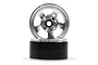 A silver and black 1.9-inch 5-spoke beadlock rim for RC cars, featuring a metallic silver face and a black barrel.