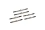 A set of six silver-coloured metal RC turnbuckles arranged on a plain white background.