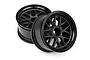 Two black BBS-style RC car rims with a multi-spoke design, shown against a plain white background.