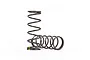 Two grey metal RC shock springs with a small yellow paint stripe, one standing upright and one lying on its side against a white background.